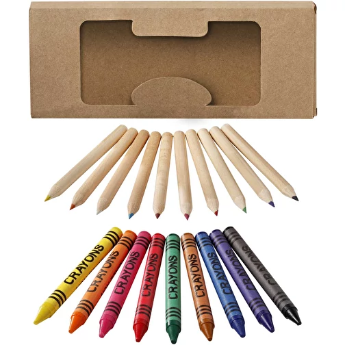 Lucky 19-teiliges Waxmal- und Buntstifte Set (natur, Karton, 70g) als Werbeartikel Auf Art.Nr. 192342