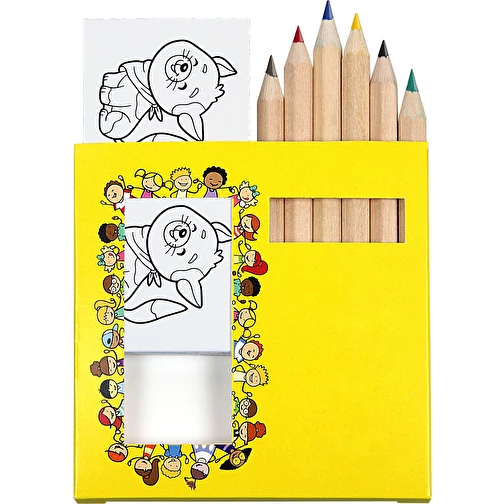 Buntstifte Memo-Set, inklusive Rundumdruck, Mal- und Spieleset (natur, Lindenholz, 36g) als Werbegeschenke Auf Art.Nr. 350218