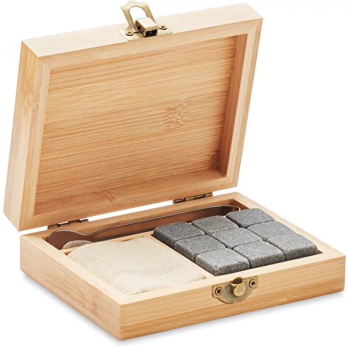 Stein-Eiswürfel in Box DUNDALK (holz, Andere, 483g) als Werbegeschenke Auf Art.Nr. 432738