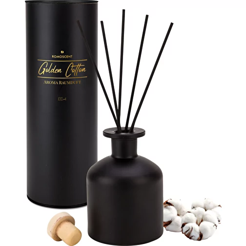 ROMOSCENT® Raumduft Golden Cotton (schwarz, Glas, 540g) als Werbegeschenke Auf Art.Nr. 444606