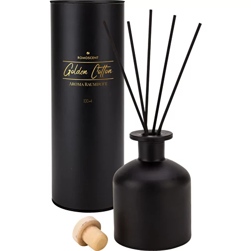 ROMOSCENT® Raumduft Golden Cotton (schwarz, Glas, 540g) als Werbegeschenke Auf Art.Nr. 444606