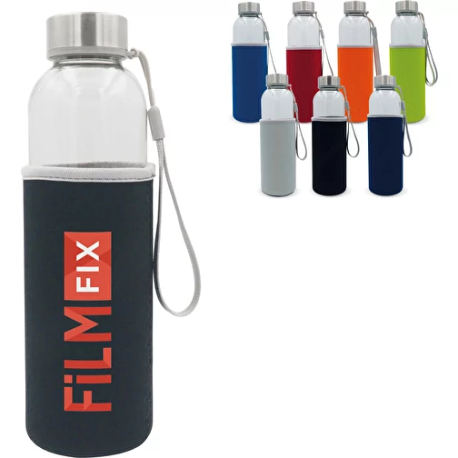 Trinkflasche aus Glas mit Neoprenhülle 500ml