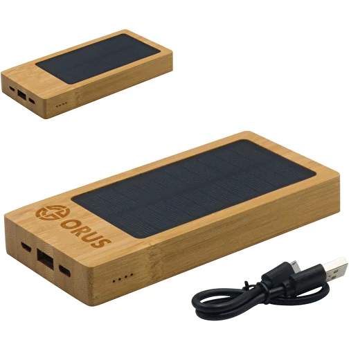 Solar Powerbank 8000mAh (holz, Bambus, 236g) als Werbeartikel Auf  GIFFITS.de | Art.Nr. 464411