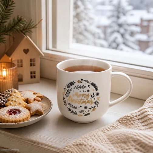 Süße Weihnachtstasse (weiß, Gemischt, 510g) als Werbemittel Auf Art.Nr. 478884
