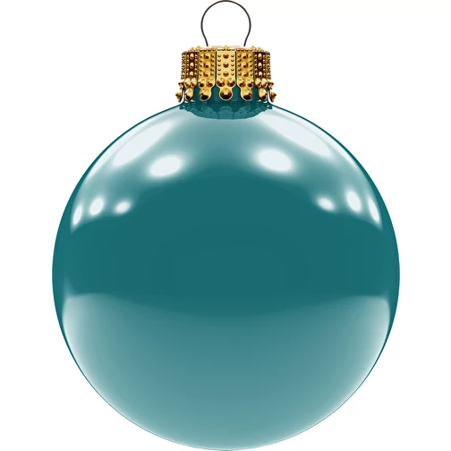 Christbaumkugel mittel 66 mm, Krone gold, glänzend (petrol, Glas) als Werbegeschenke Auf Art.Nr. 497408