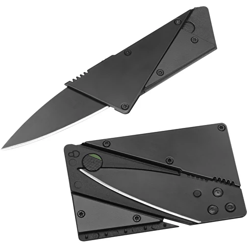 Messer klappbar in Kreditkartengröße (schwarz, Metall, PP, 14g) als Werbegeschenke Auf Art.Nr. 512069